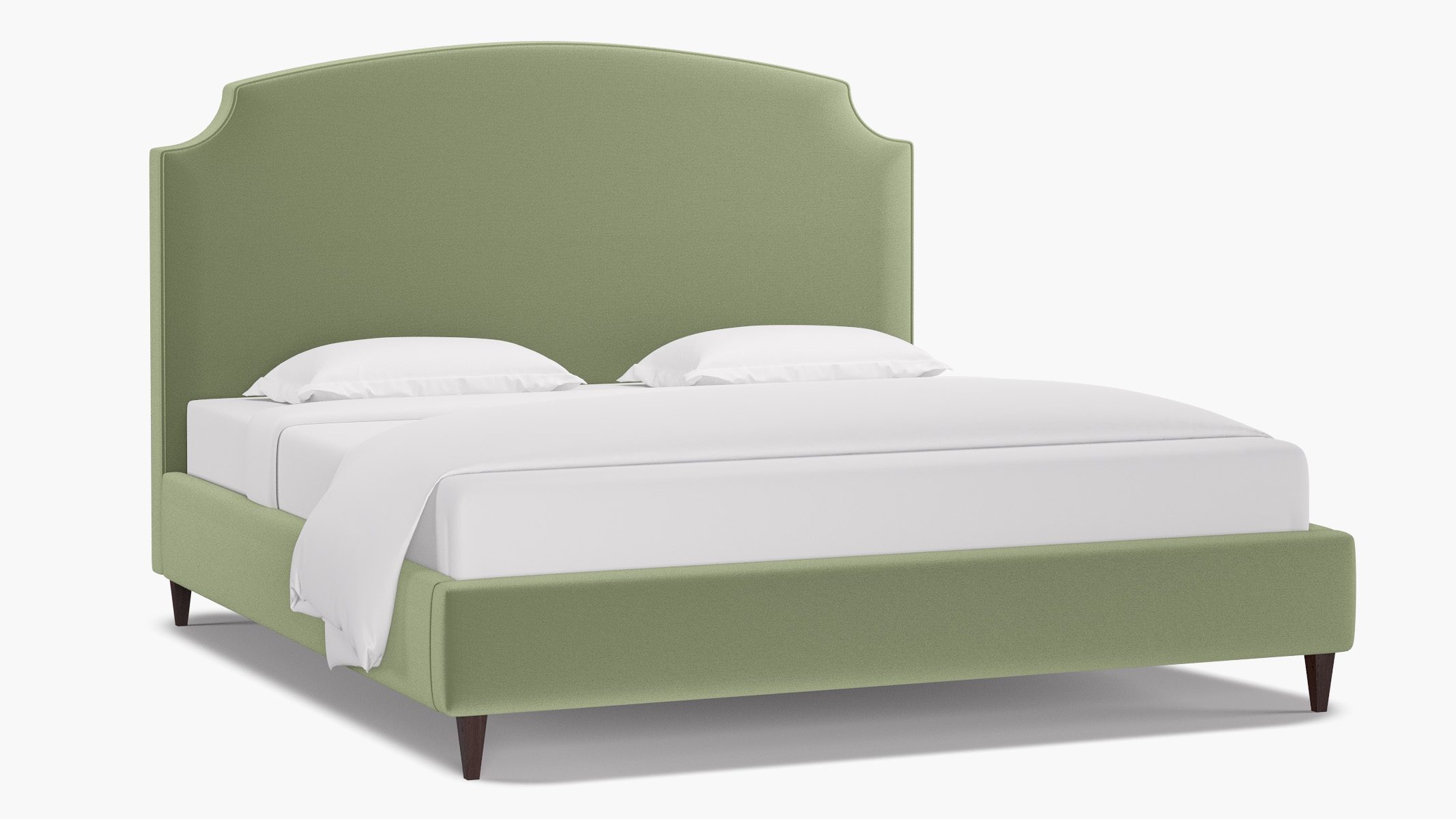 Cove Bed, Celadon Performance Plush Velvet, Espresso Square Tapered Leg, King - Image 1