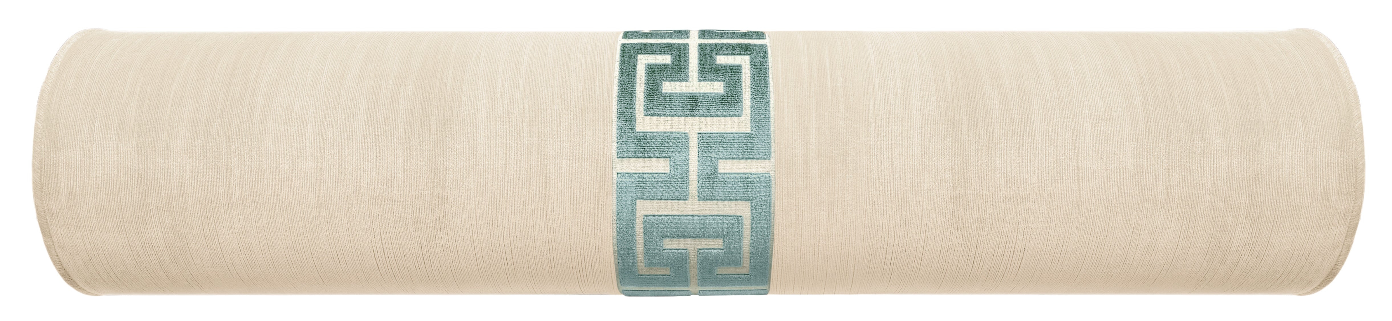 THE BOLSTER :: STRIE VELVET // CASHMERE + GREEK TRIM - Sample 4" X 4" / Turkish Blue / 1 pieces (Centered) - Image 0