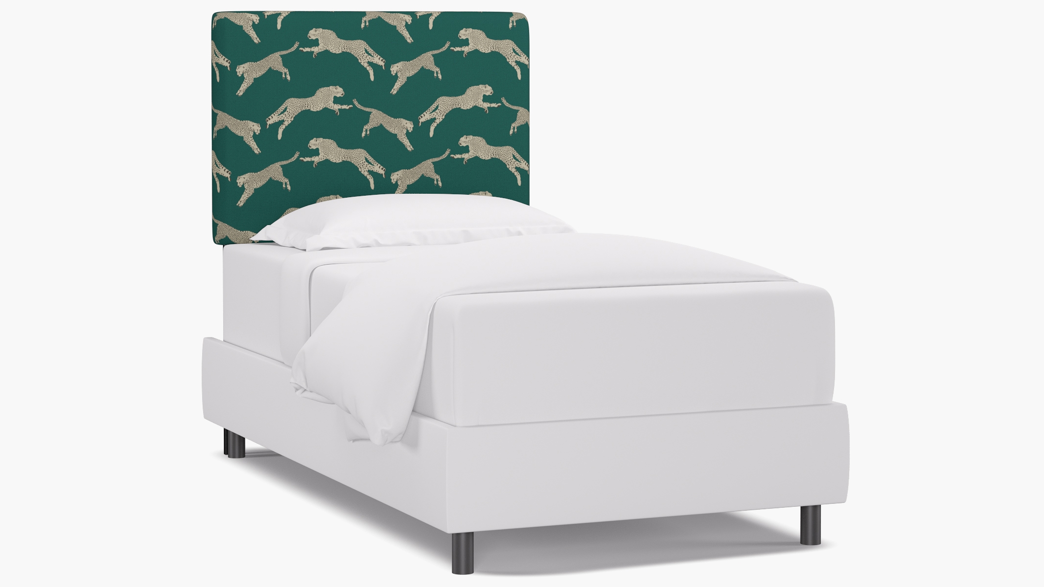 Square Back Headboard, Polo Green Cheetah, Twin - Image 0