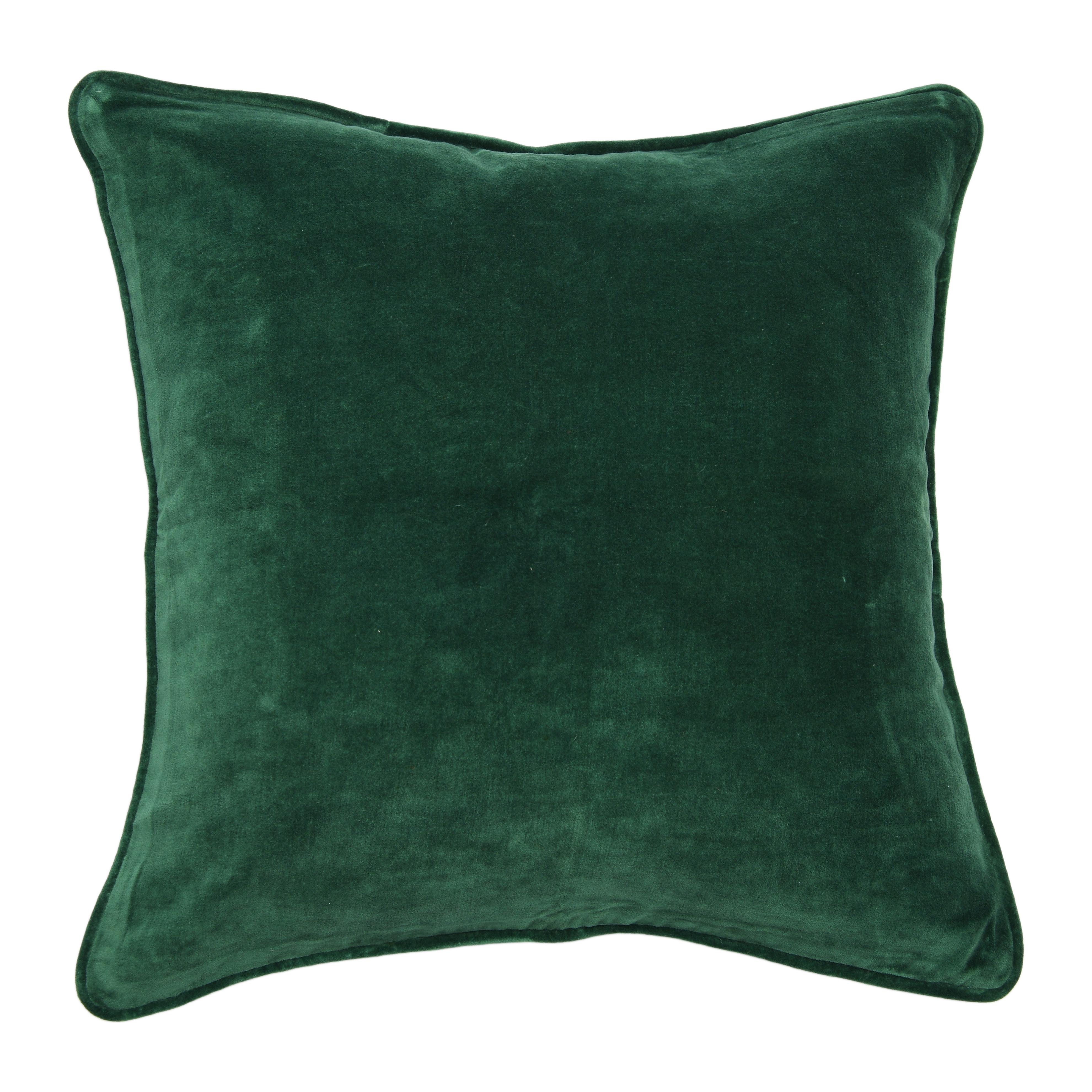 Square Velvet Pillow with Piping, Green - Image 0