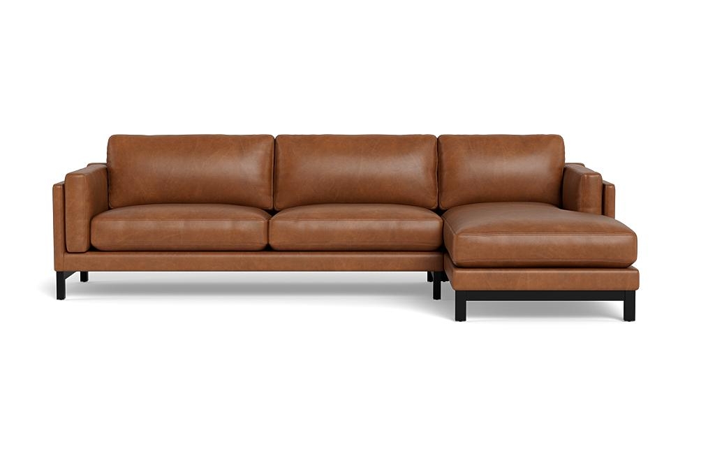 Gaby Leather 3-Seat Right Chaise Sectional - Image 0
