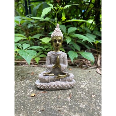 Breeyah Buddha Sitting Praying Sandstone Figurine - Image 0
