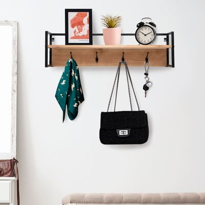 Bassford 4 - Hook Solid Wood Coat Rack with Storage - Image 0