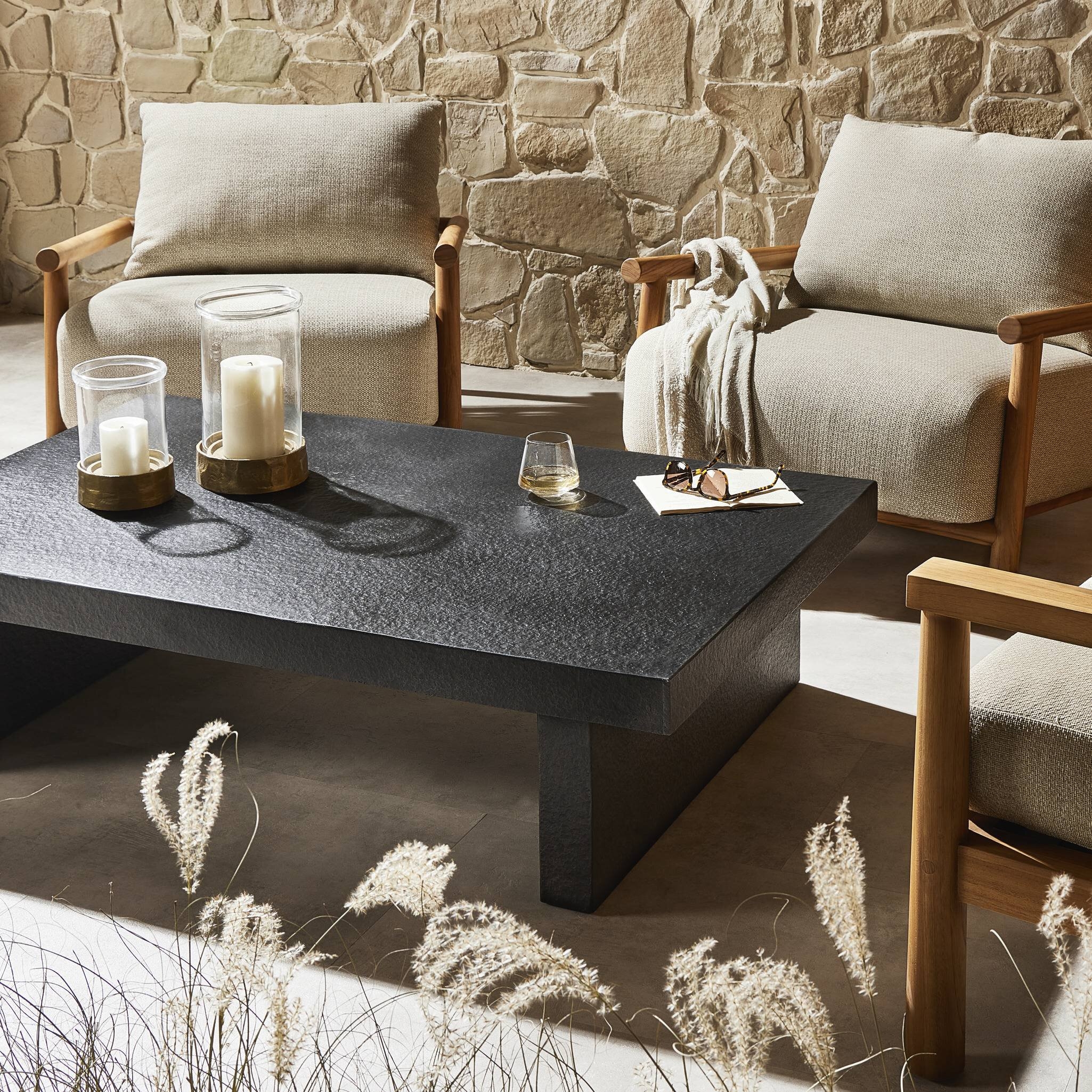 Huesca Outdoor Coffee Table - Distressed Graphite Concrete - Image 10