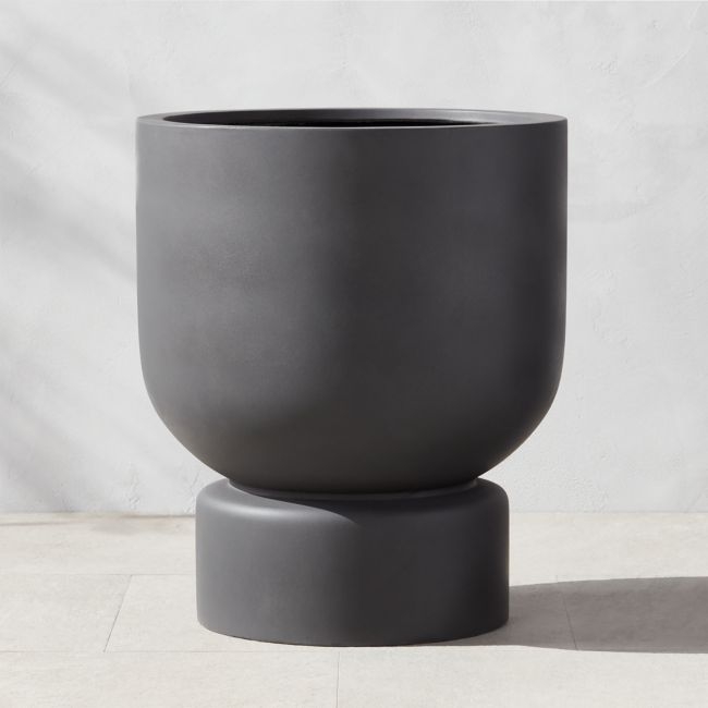 Flatform Charcoal Cement Indoor/Outdoor Planter Medium - Image 0