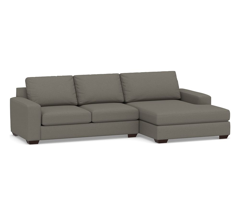 Big Sur Square Arm Upholstered Left Arm Loveseat with Double Chaise Sectional, Down Blend Wrapped Cushions, Chunky Basketweave Metal - Image 0