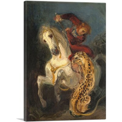ARTCANVAS Rider Attacked By A Jaguar 1855 Canvas Art Print By Eugene Delacroix_Rectangle - Image 0