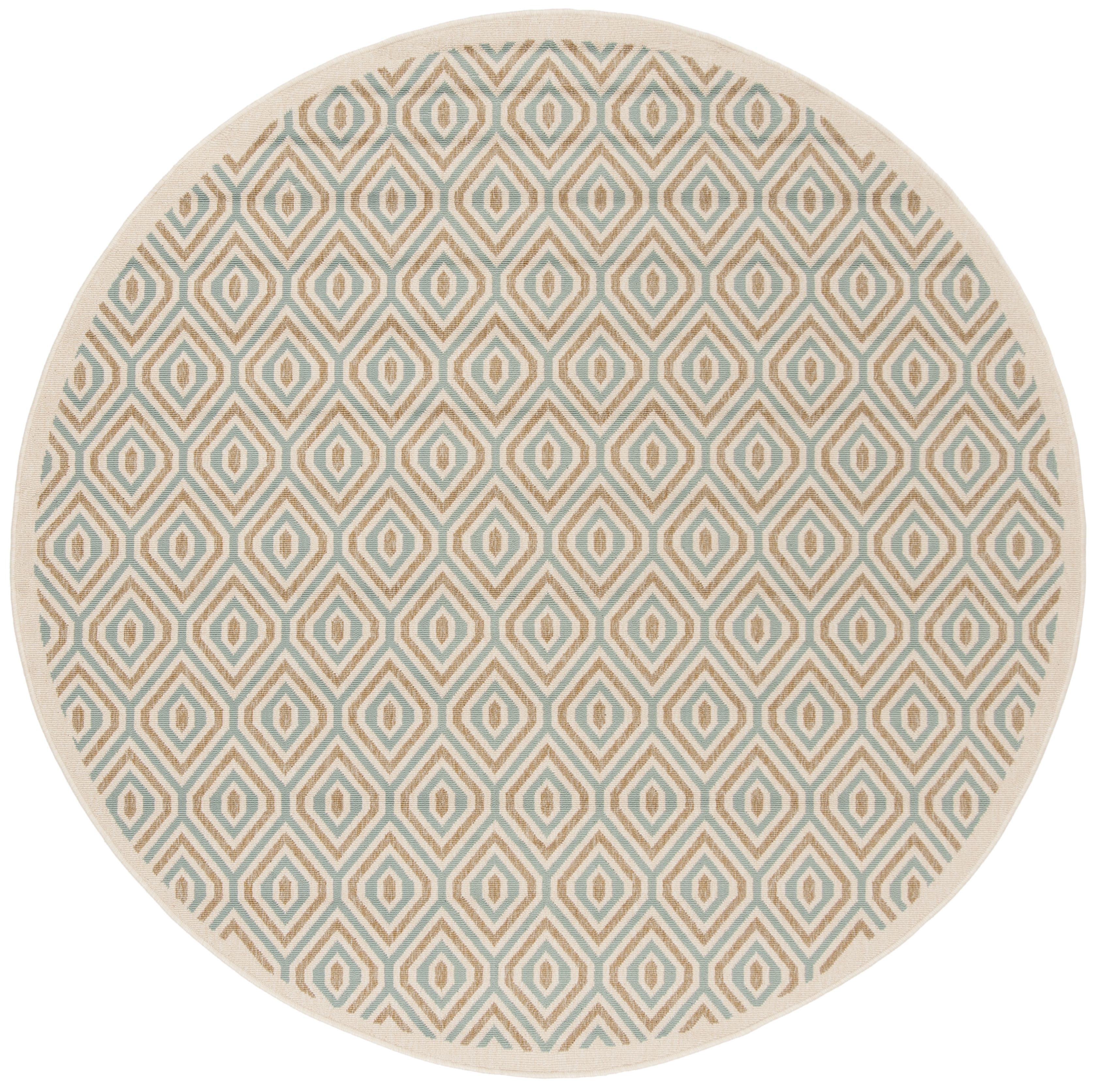 Arlo Home Indoor/Outdoor Woven Area Rug, VER003-0213, Cream/Aqua,  6' 7" X 6' 7" Round - Image 0