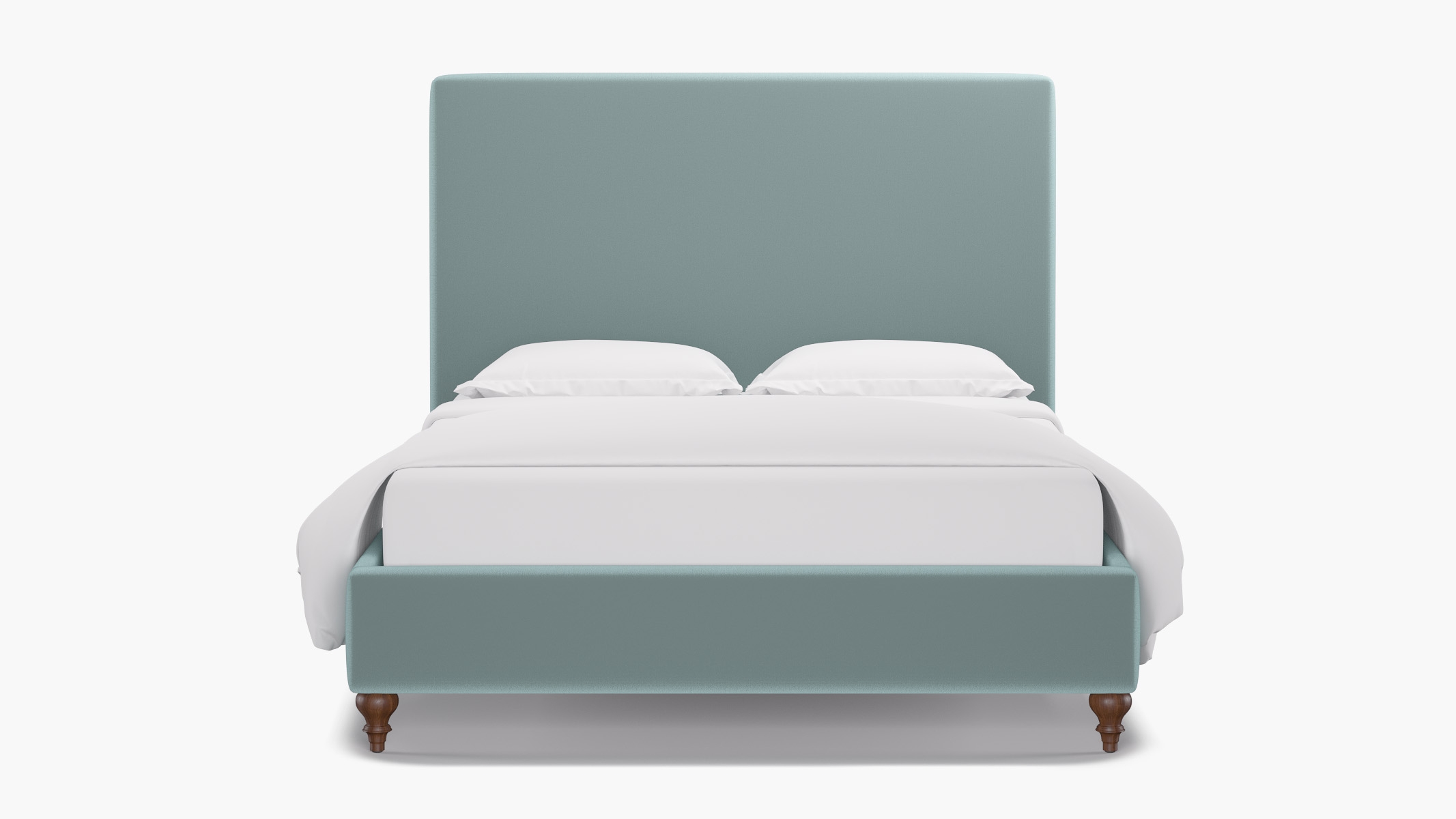 Classic Bed, Spa Performance Plush Velvet, Walnut Traditional Turned Leg, Full - Image 0