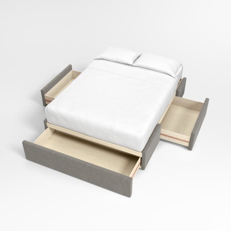 Lafayette 56" Dark Grey Upholstered Queen Headboard with Storage Bed Base - Image 3