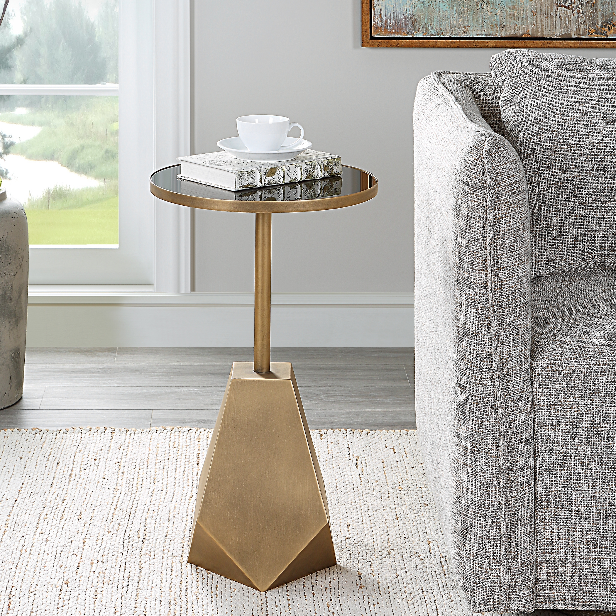 Comet Geometric Bronze Accent Table - Image 2