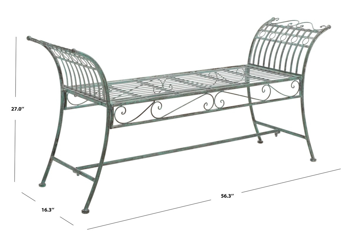Hadley Bench - Antique Dark Green - Safavieh - Image 7