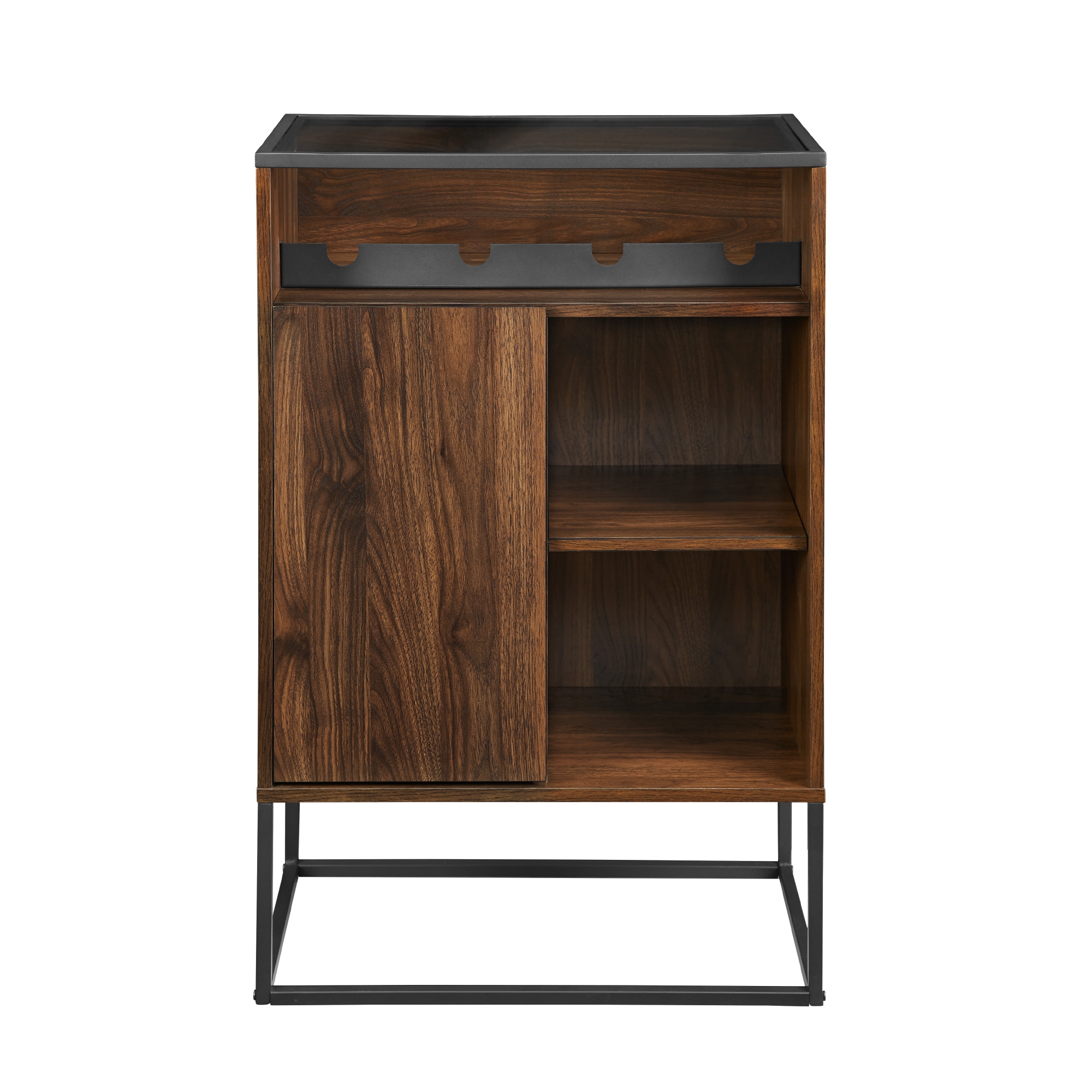 William 24" 1 Door Glass Top Bar Cabinet - Dark Walnut - Image 0