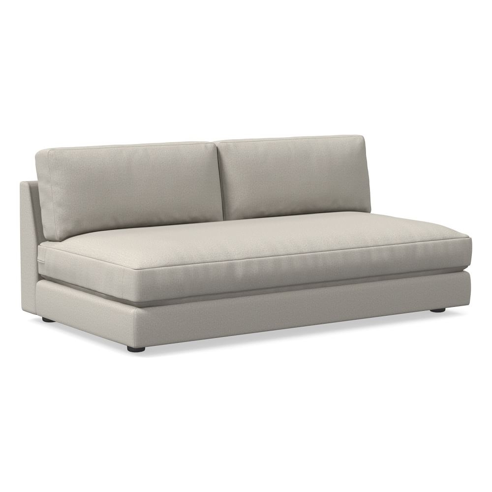 Haven Armless Double Bench, Trillium, Basket Slub, Pearl Gray, Concealed Supports - Image 0