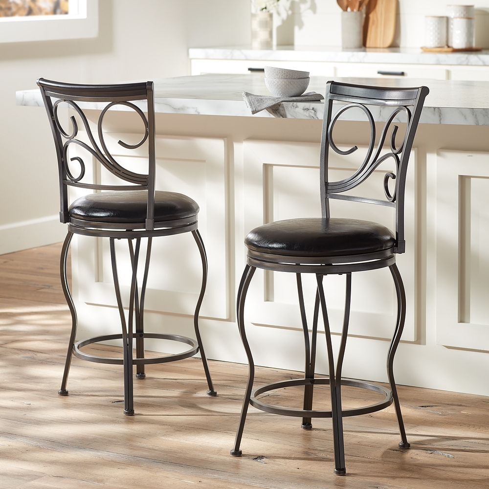 Mateo 39 1/2" Charcoal Swivel Counter Stools Set of 2 - Image 0