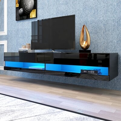 80" Mounted Floating TV Stand With LED Lights - Image 0