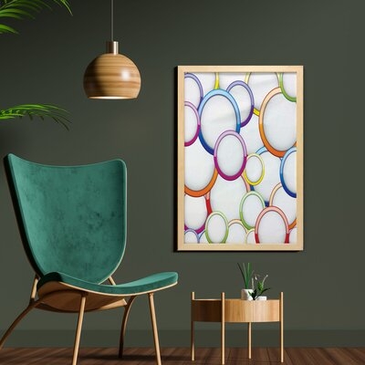 Abstract Chained Colorful Bubbles and Circles Round Patterns Contemporary - Picture Frame Graphic Art Print on Fabric - Image 0