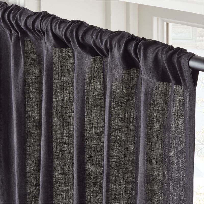 EUROPEAN FLAX™-Certified Linen Black Window Curtain Panel 48''x120" - Image 2
