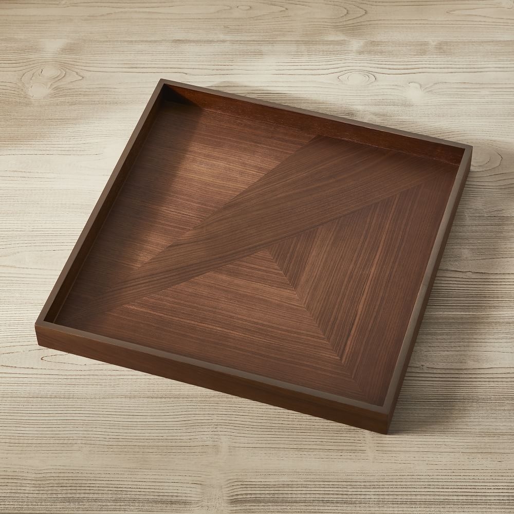 Modern Marquetry Tray, Square, 20", Walnut - Image 0