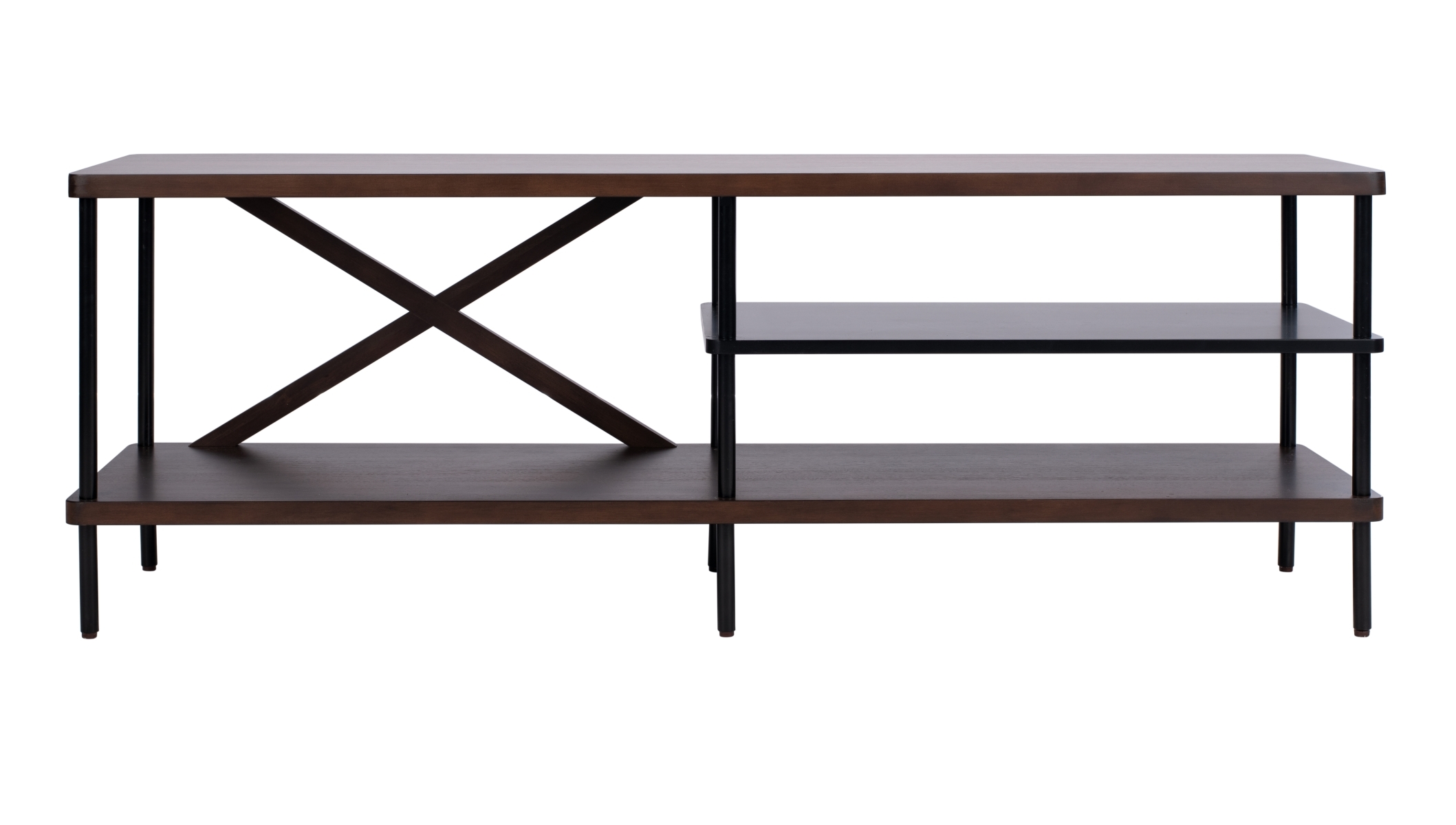 Bruno Industrial Media Stand - Walnut / Black - Safavieh - Image 0