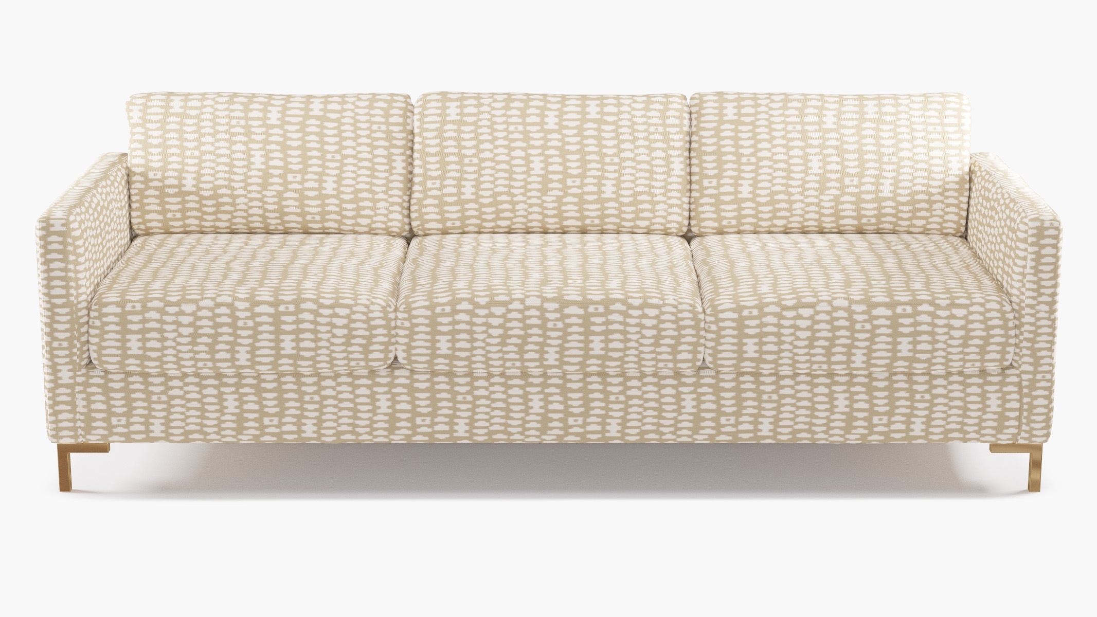 Modern Sofa, Sand Odalisque, Brass L Leg - Image 0