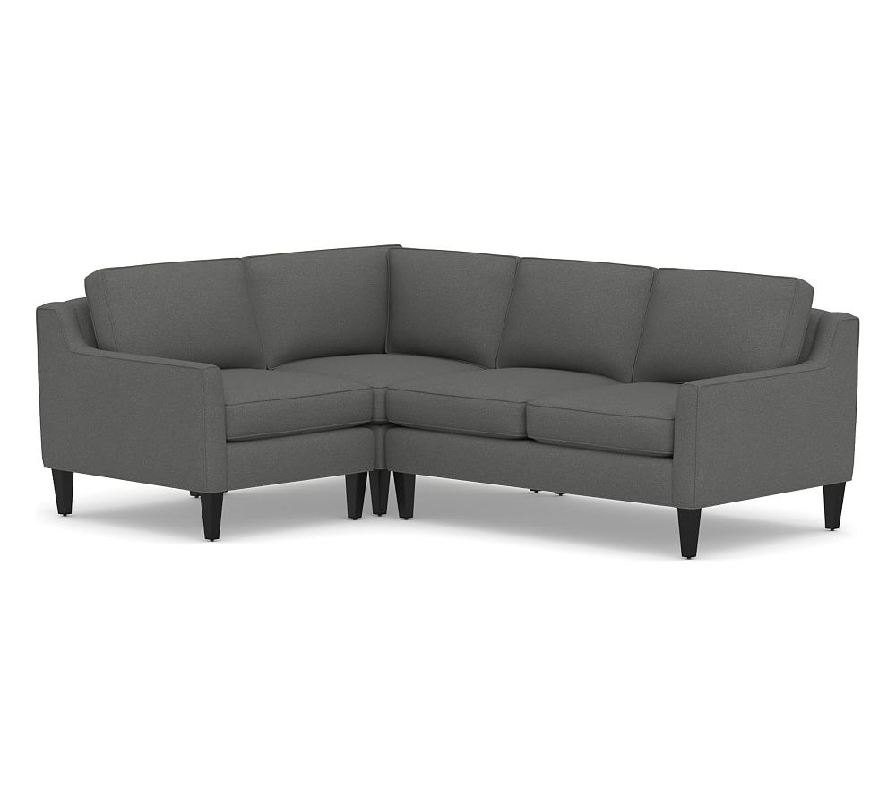 Beverly Upholstered Right Arm 3-Piece Corner Sectional, Polyester Wrapped Cushions, Park Weave Charcoal - Image 0