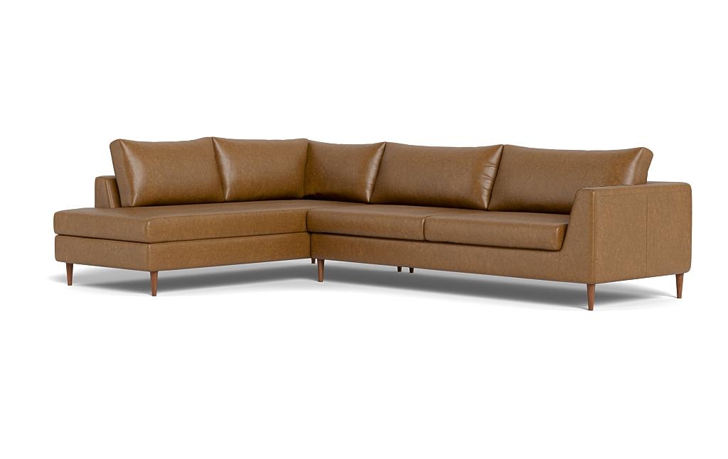 Asher Leather 3-Seat Sectional with Left Bumper - Image 2