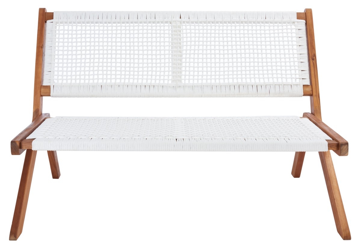 Kobina Outdoor Bench - Natural/White - Safavieh - Image 0