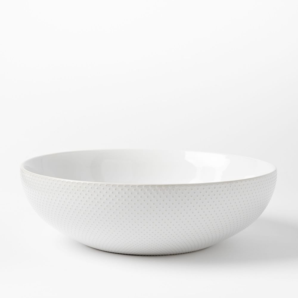 Textured Low Serve Bowl, White Dots - Image 0