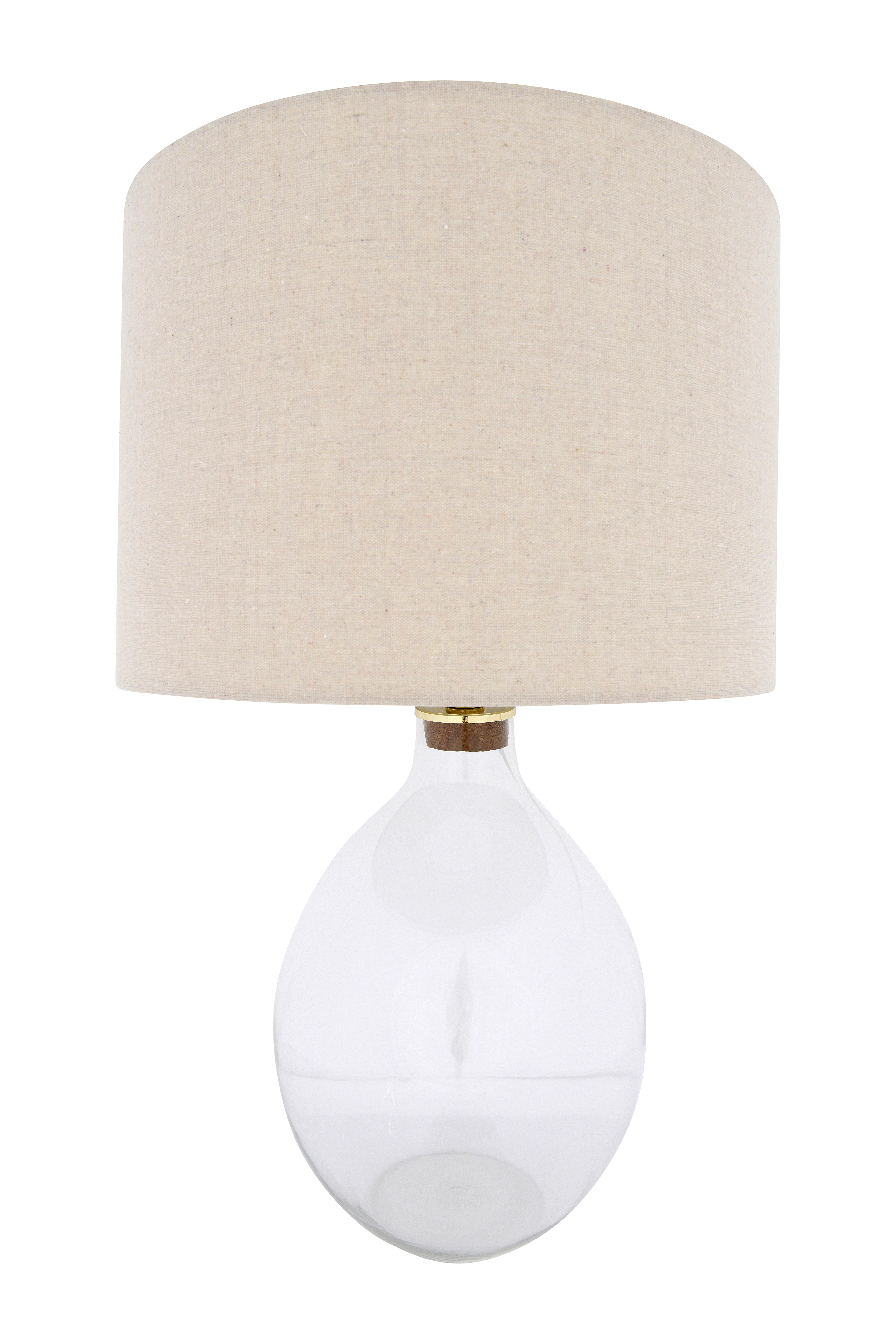 Fillable Clear Glass Table Lamp with Linen Shade - Image 0