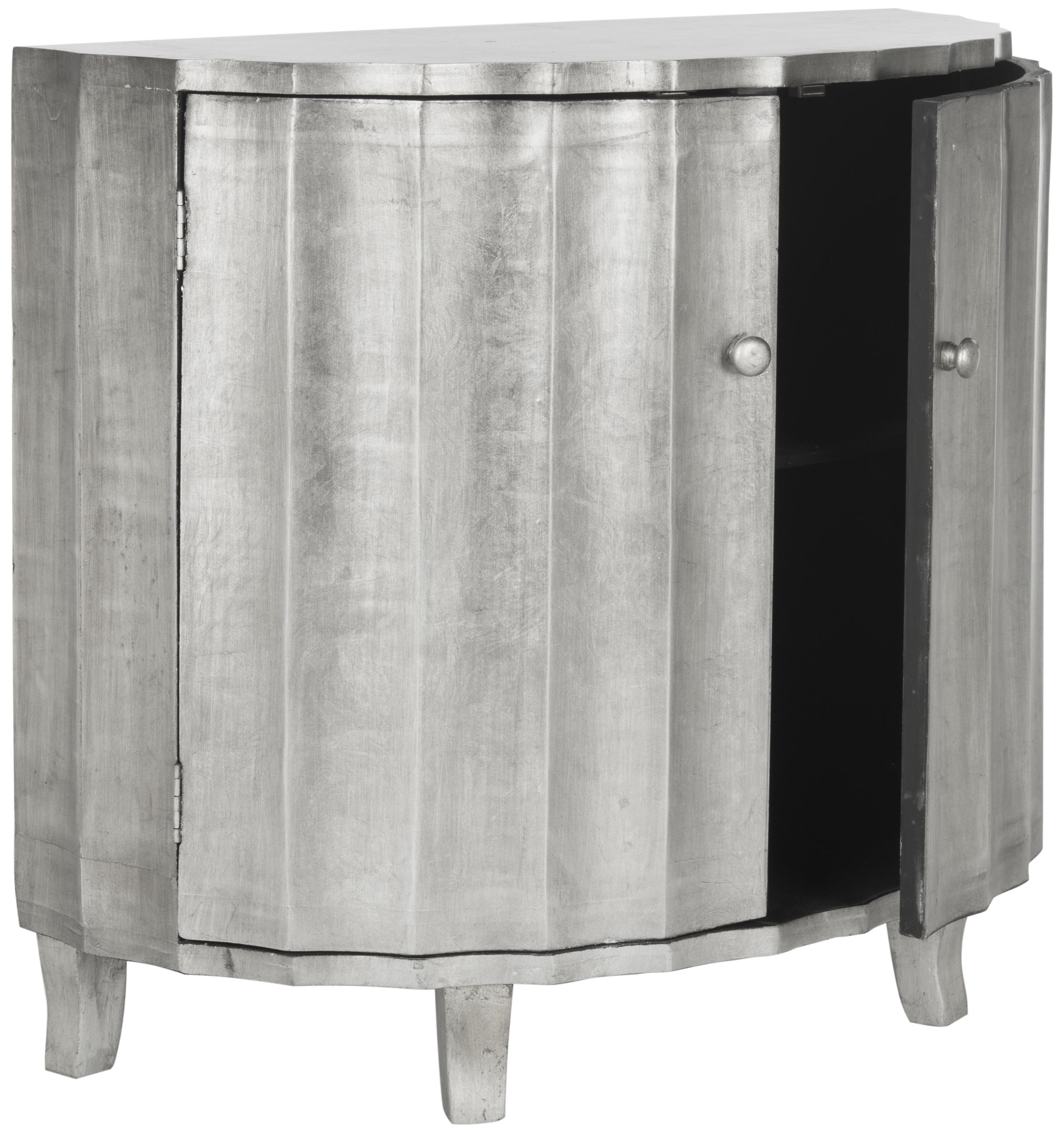 Rutherford Demilune Cabinet - Silver Leaf - Safavieh - Image 1