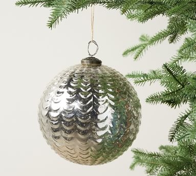 Oversized Mercury Glass Ornament, Silver, 8" Sphere, Set of 3 - Image 2