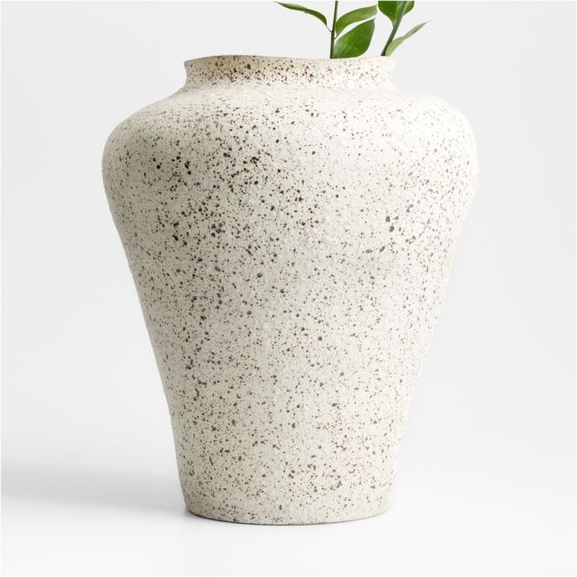 Poe White Volcanic Glaze Vase 16" - Image 0