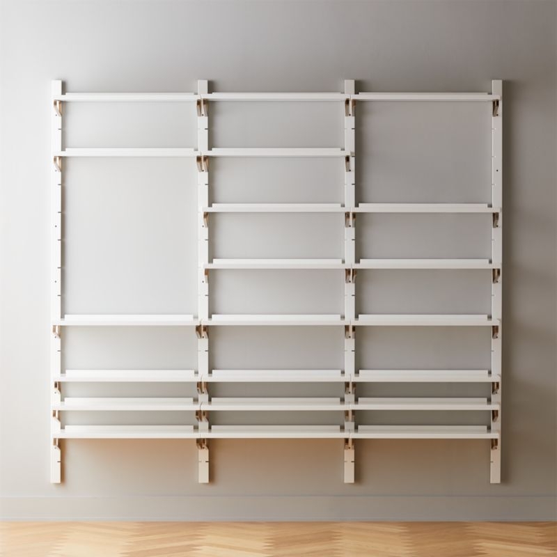 White High-Gloss Triple Modular Wall Shelf 88" - Image 4
