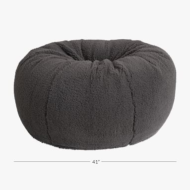 Sherpa Bean Bag Chair Cover + Insert, Large, Charcoal/Black - Image 5