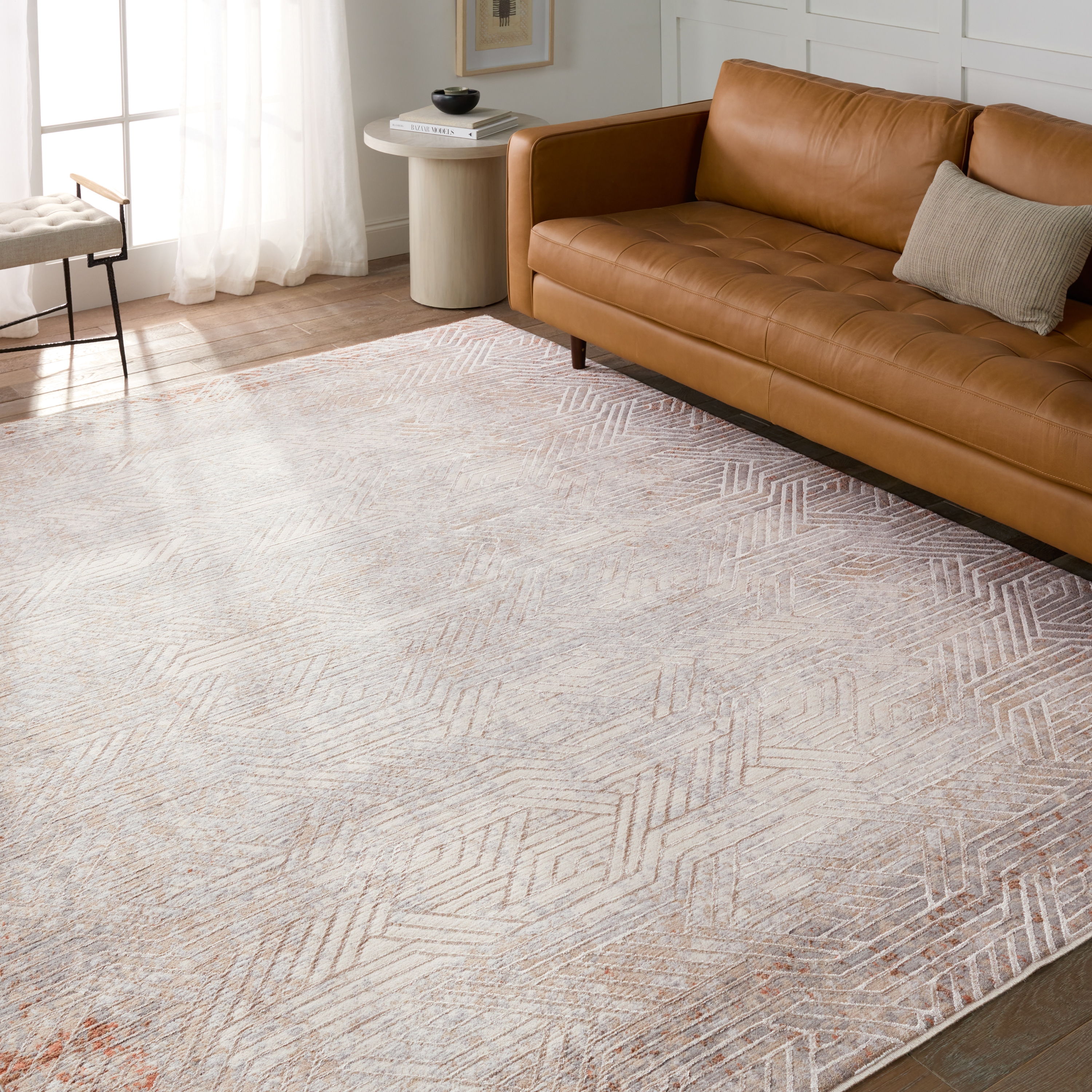 Venture Geometric Tan/ Gray Area Rug (5'X8') - Image 4