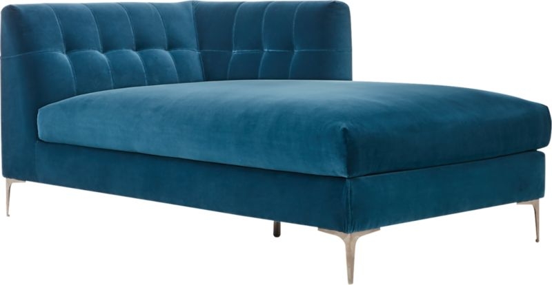 Holden Blue Velvet Tufted Right Arm Chaise - Image 2