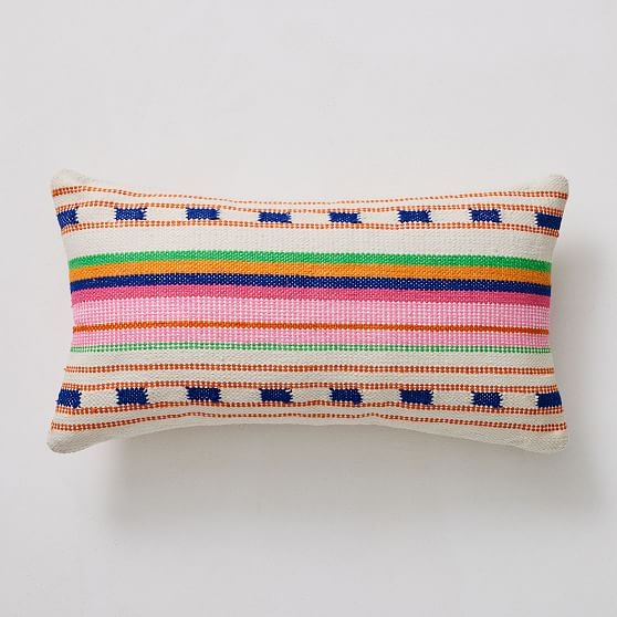 Bole Road Variegated Stripe Indoor/Outdoor Pillow, Magenta, 14"x26" - Image 0