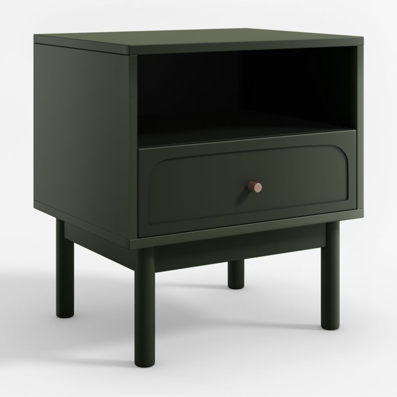 Maren Olive Green Wood Nightstand with Drawer - Image 1
