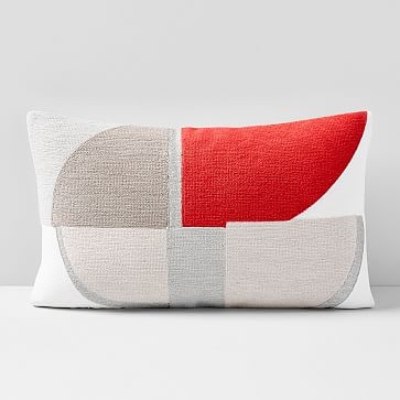 Corded Quadrant Pillow Cover, 12"x21", So Red - Image 0