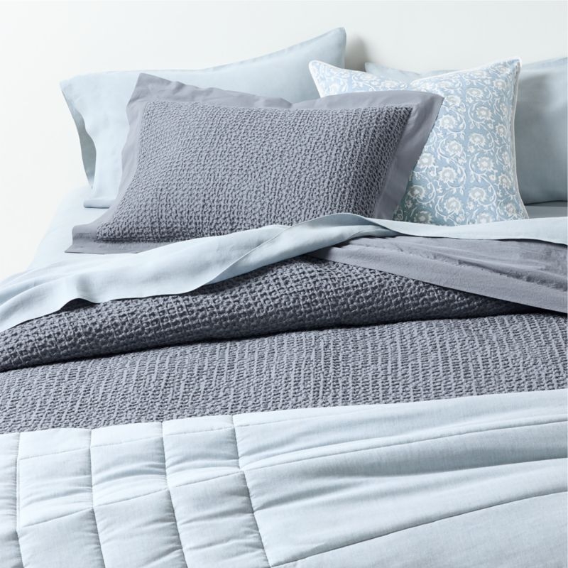 Organic Cotton Waffle Smoke Blue Standard Bed Pillow Sham - Image 5