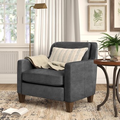 Barstow 32" W Genuine Leather Down Cushion Armchair - Image 0