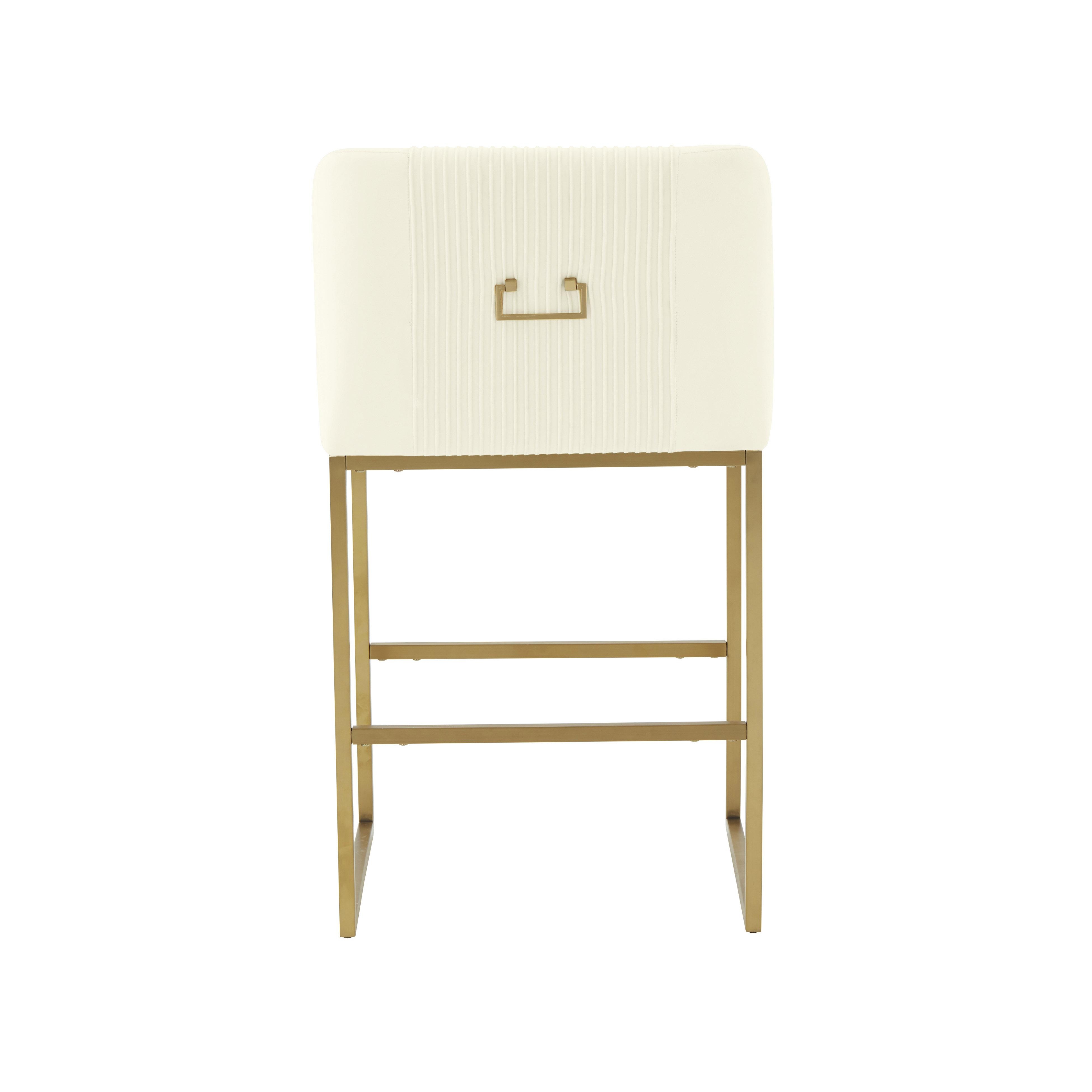 Lisa Cream Pleated Velvet Counter Stool - Image 3