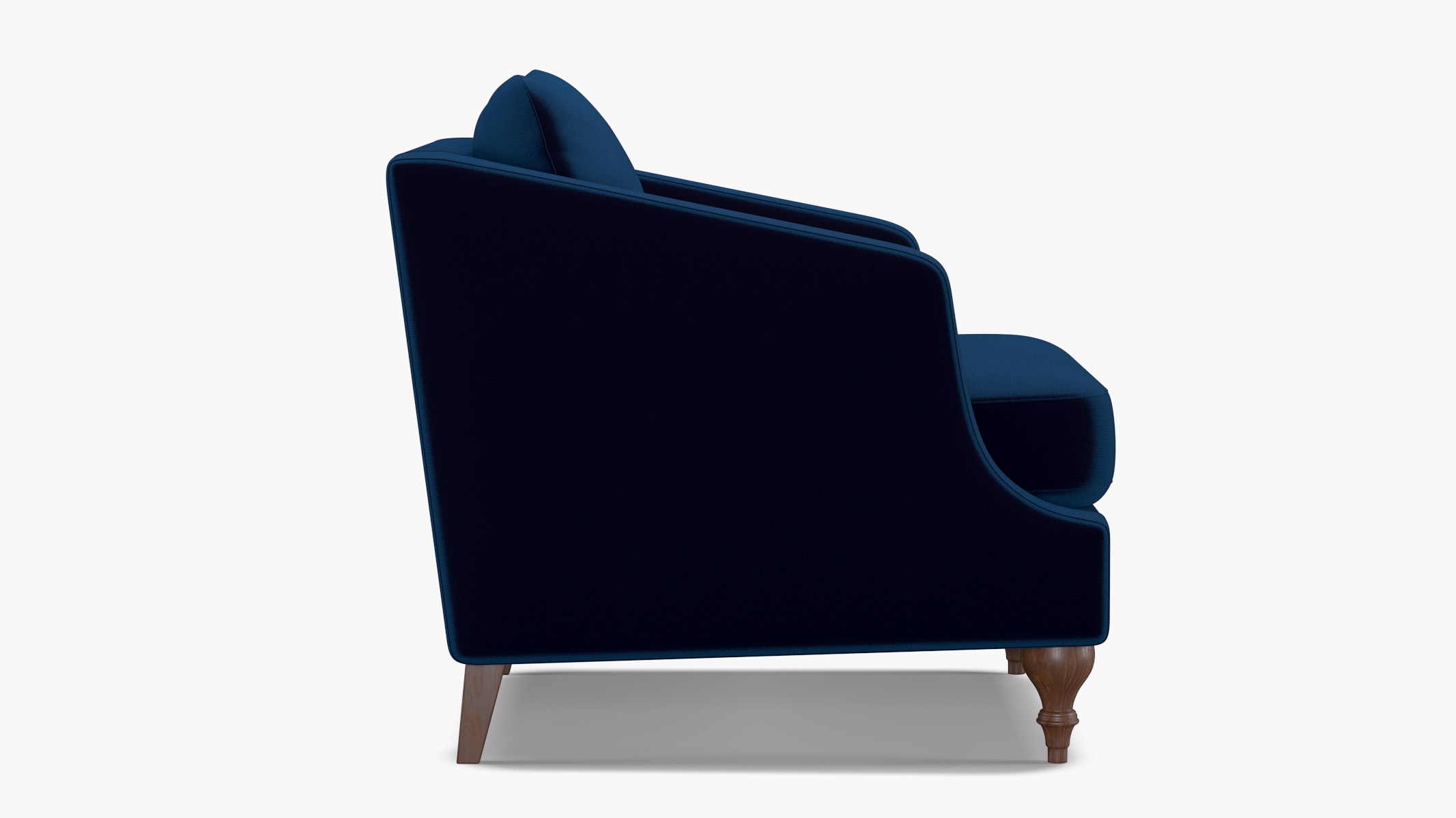 Slope Arm Chair, Cobalt Performance Plush Velvet, Walnut Turned Wood Leg - Image 2