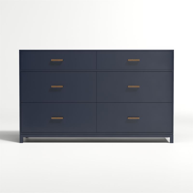 Parke 55" Navy Blue Wood 6-Drawer Kids Dresser - Image 2