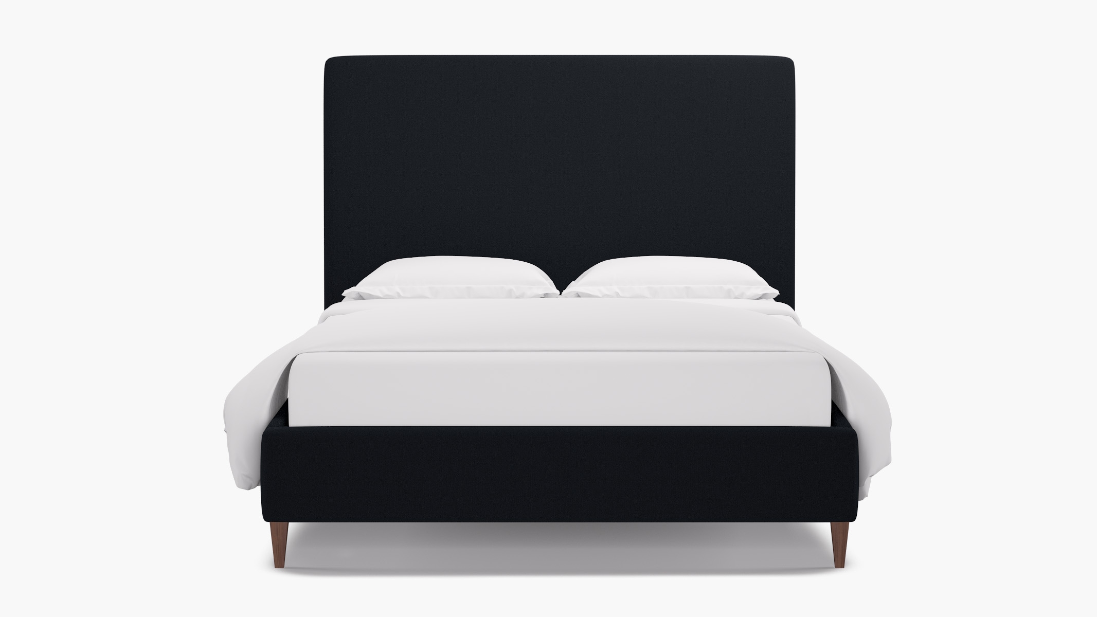 Classic Bed, Navy Everyday Linen, Walnut Square Tapered Leg, Queen - Image 0