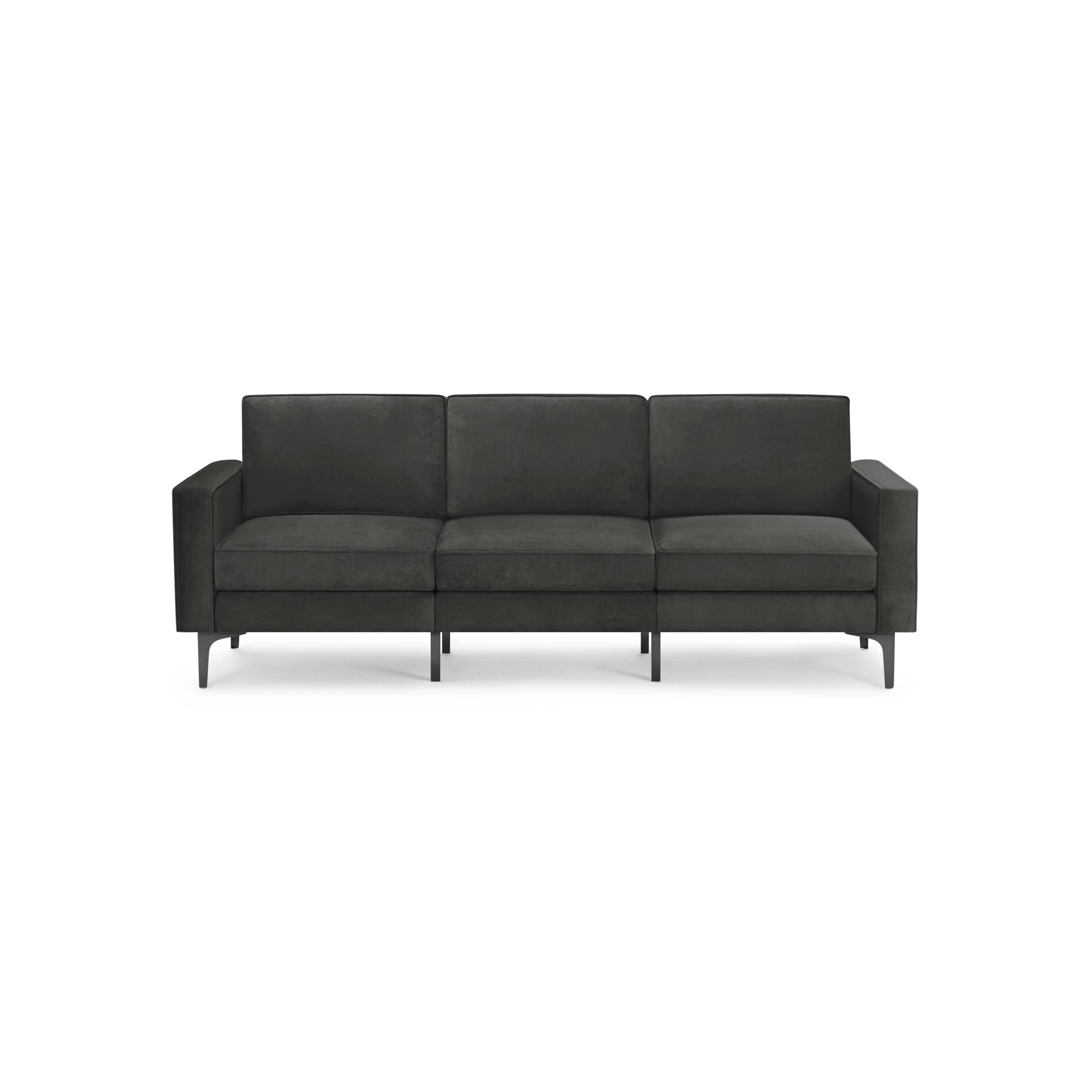 Nomad Velvet Sofa - Graphite Grey - Performance Velvet / Oak - Wood - Image 7