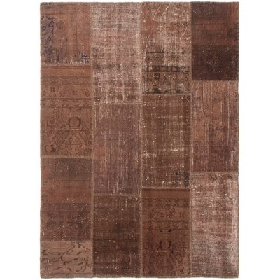 One-of-a-Kind Chattahoochee Hand-Knotted 1980s Dark Brown 4'10" x 6'9" Wool Area Rug - Image 0
