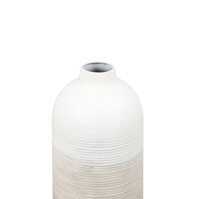 Gradient Metal Vases, Tan & White, Set of 2 - Image 1