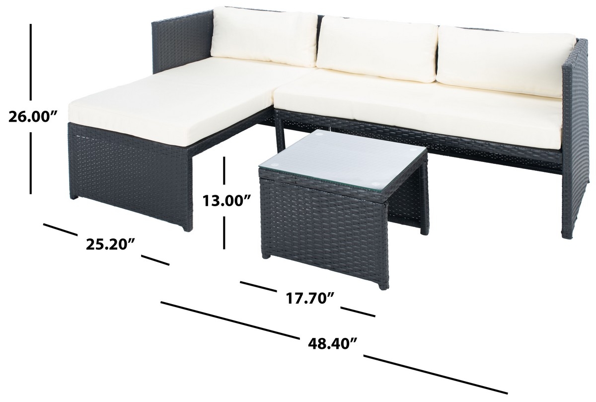 Bronson 3 Pc Sofa Set - Black/Beige - Safavieh - Image 6